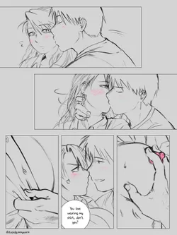 [stupidgummyworm] Kitchen (fullmetal alchemist: riza hawkeye + roy mustang)[english]